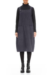 Slate Blue Linen Dungaree Dress 1