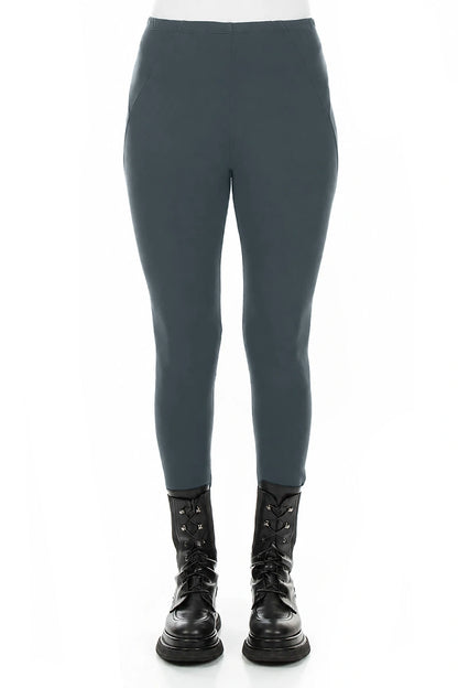 Leggings aus Baumwolle in Schiefergrau