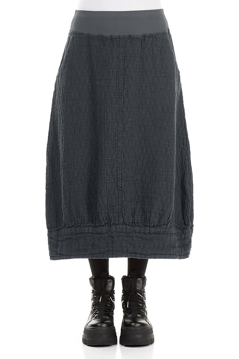 Slate Textured Linen Midi Skirt