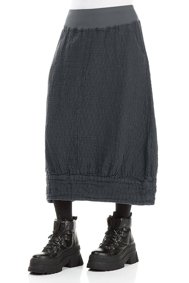 Slate Textured Linen Midi Skirt 3