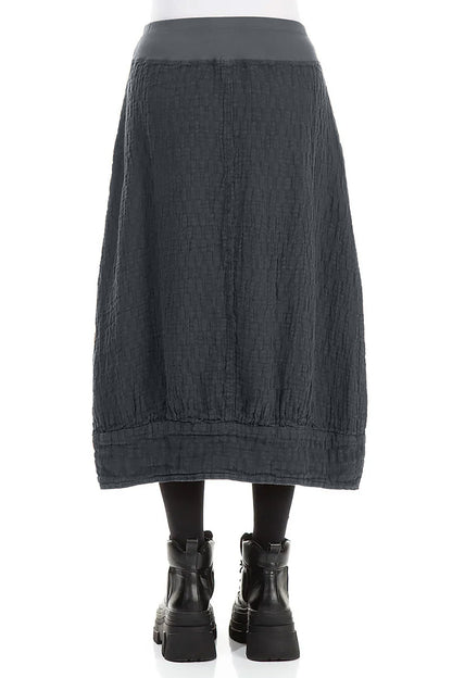 Slate Textured Linen Midi Skirt