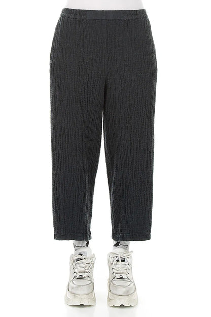 Slate Textured Linen Trousers 1