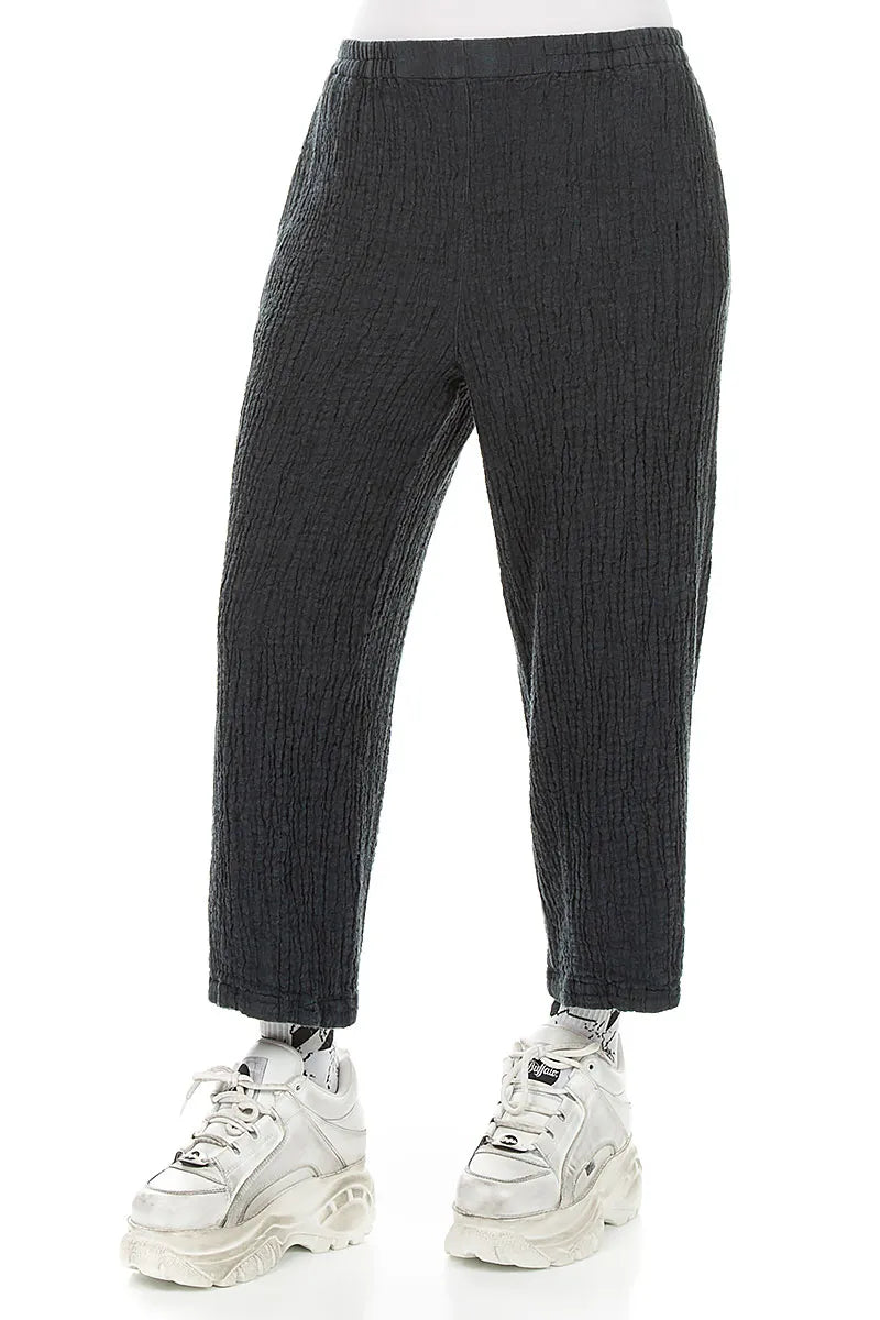 Slate Textured Linen Trousers 3