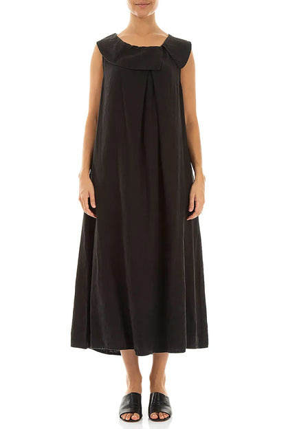 Robe chasuble trapèze en lin noir