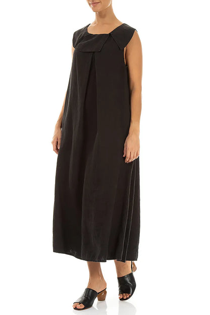 Robe chasuble trapèze en lin noir