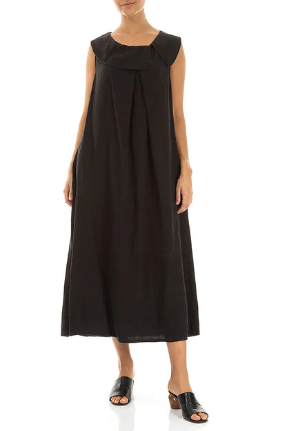 Robe chasuble trapèze en lin noir