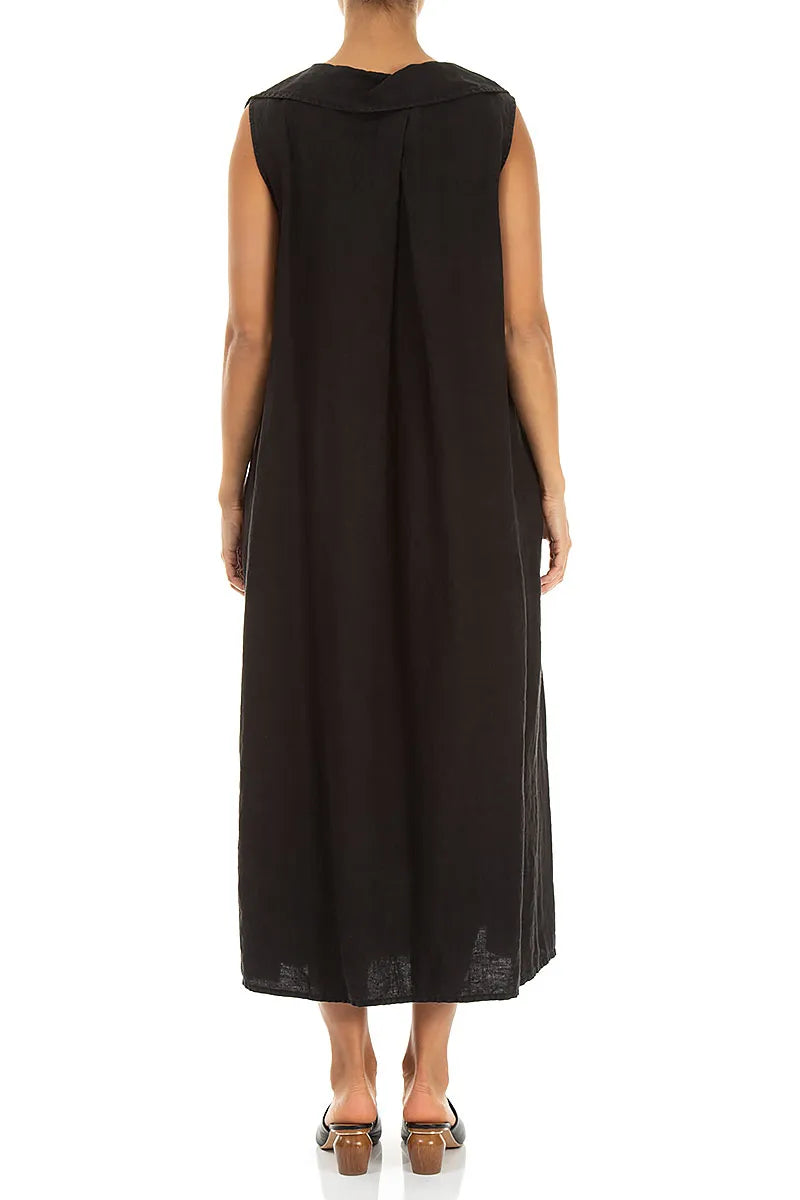 Robe chasuble trapèze en lin noir