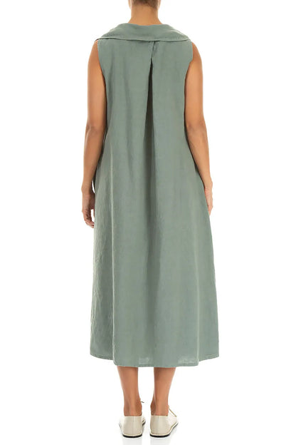 Sleeveless A-line Sage Linen Dress