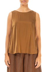Sleeveless Aged Copper Silk Top 1