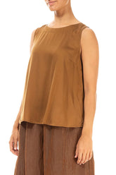 Sleeveless Aged Copper Silk Top 3