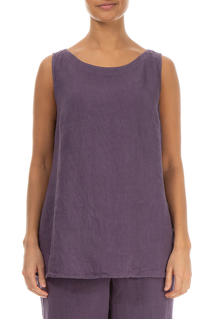 Sleeveless Amethyst Linen Top