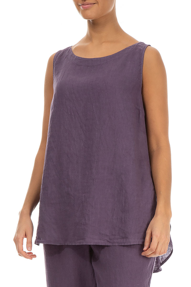 Sleeveless Amethyst Linen Top