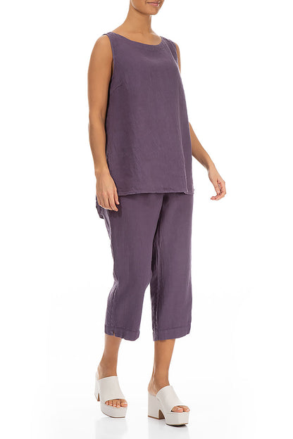 Sleeveless Amethyst Linen Top