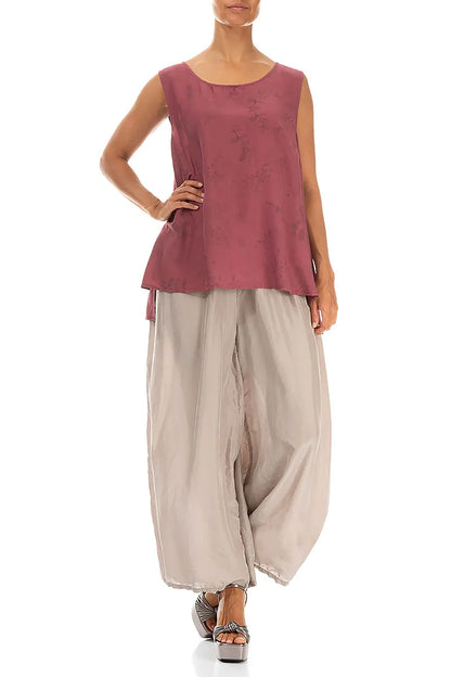 Sleeveless Antique Ruby Blossom Silk Bamboo Top 4