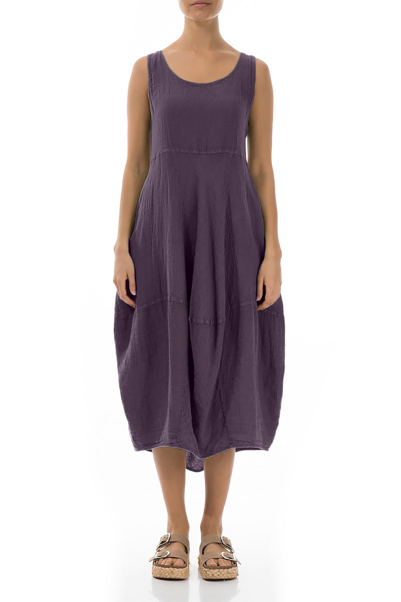 Ärmelloses Ballonkleid aus Leinen in Amethyst