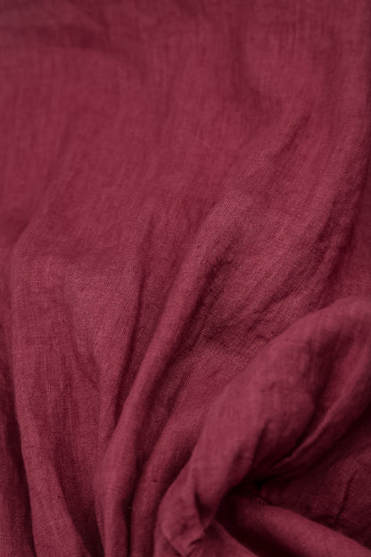 Sleeveless Balloon Antique Ruby Linen Dress 5