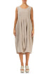Sleeveless Balloon Beige Linen Dress 1