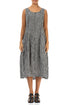 Sleeveless Balloon Black & White Check Linen Dress 1