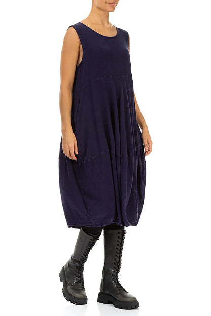 Robe sans manches en lin et viscose bleu violet ballon
