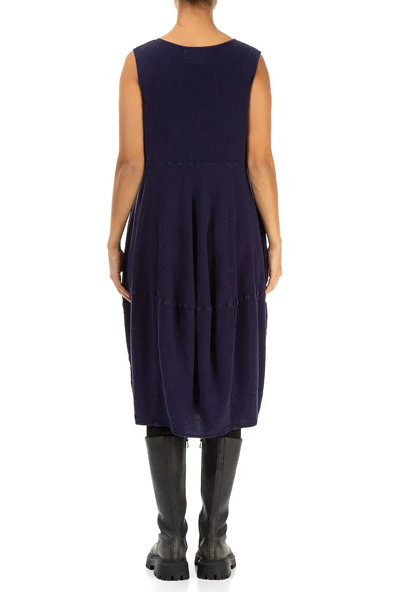 Sleeveless Balloon Blue Violet Linen Viscose Dress