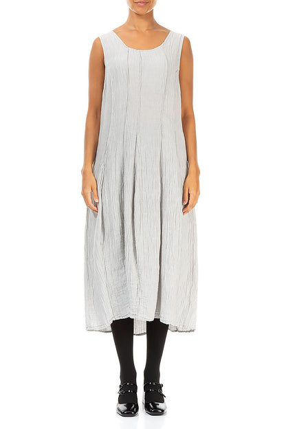 Sleeveless Balloon Crinkled Cool Taupe Silk Dress 1