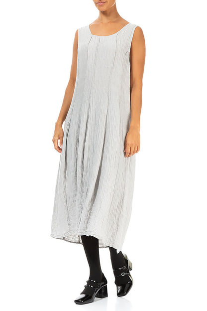 Sleeveless Balloon Crinkled Cool Taupe Silk Dress 3