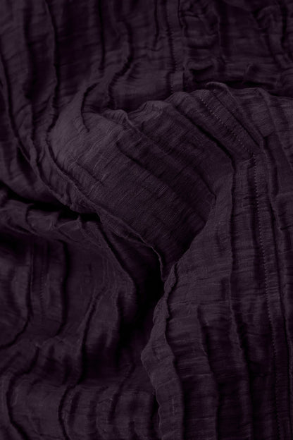Sleeveless Balloon Crinkled Deep Plum Silk Linen Dress