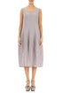 Sleeveless Balloon Crinkled Greige Silk Linen Dress 1