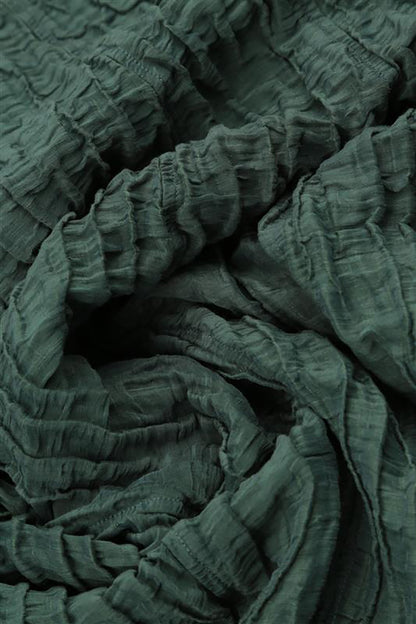 Robe sans manches en lin et soie sauge froissée, à volants bouffants