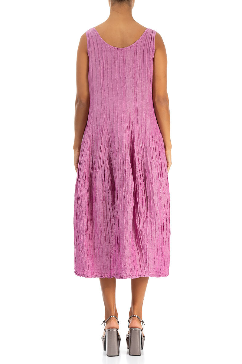 Sleeveless Balloon Crinkled Wild Berry Silk Linen Dress 2