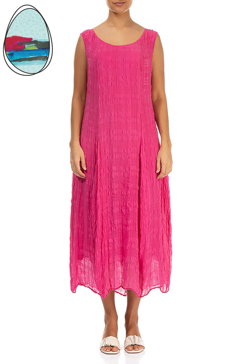 Sleeveless Balloon Hot Pink Light Silk Dress 1