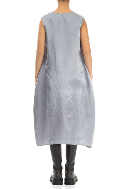 Sleeveless Balloon Light Grey Silk Dress 2