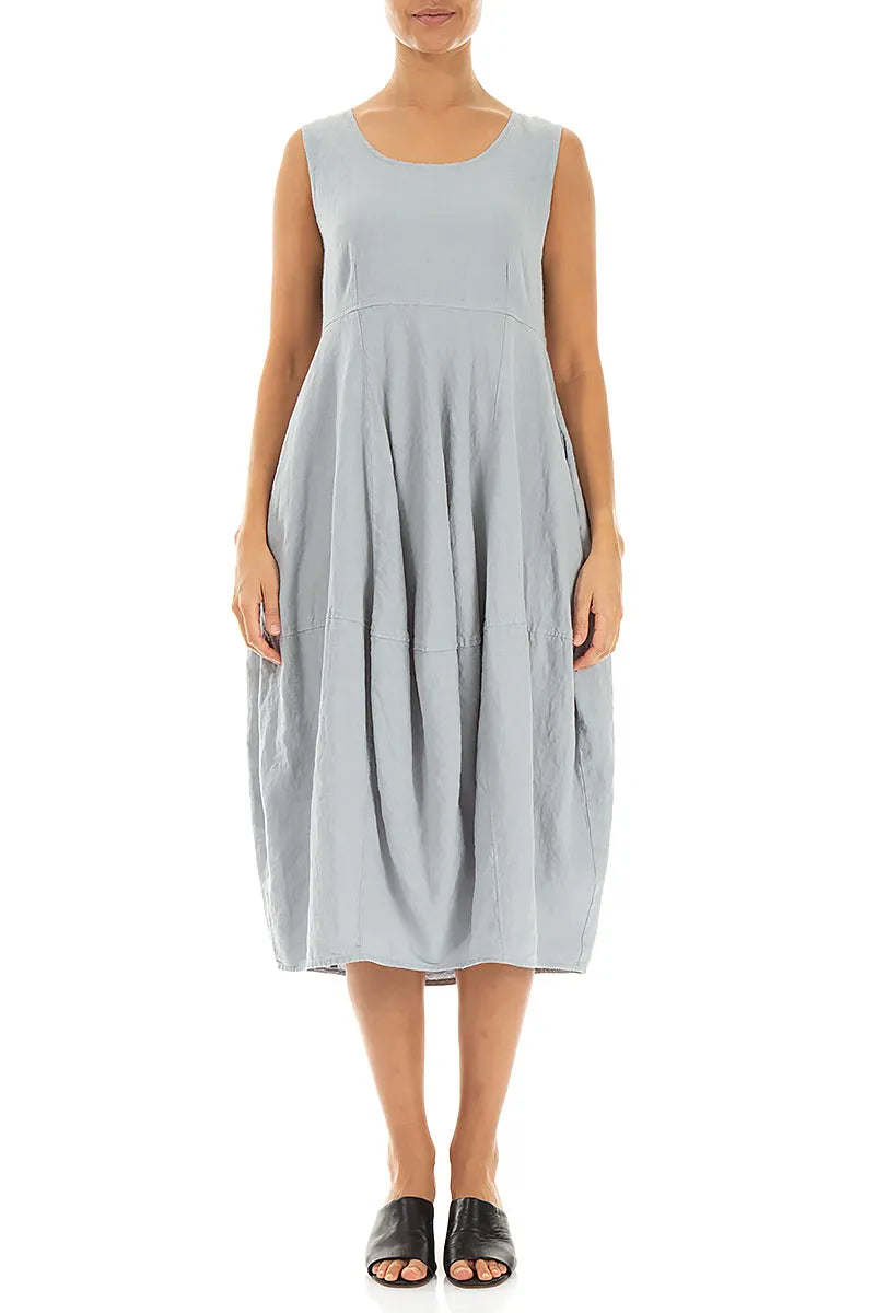 Sleeveless Balloon Silver Grey Linen Dress