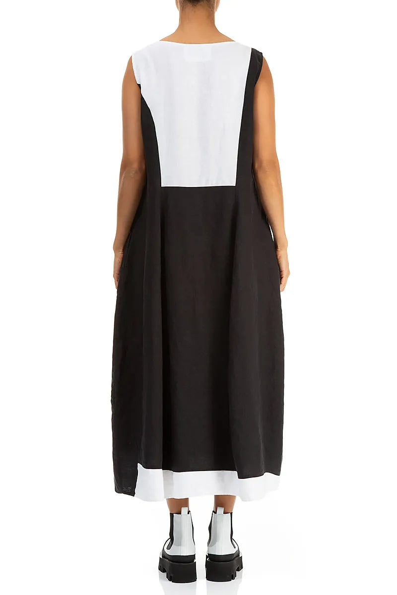 Sleeveless Balloon Two-Tone Linen Dress 2