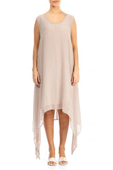 Sleeveless Beige Dotty Silk Tunic 1