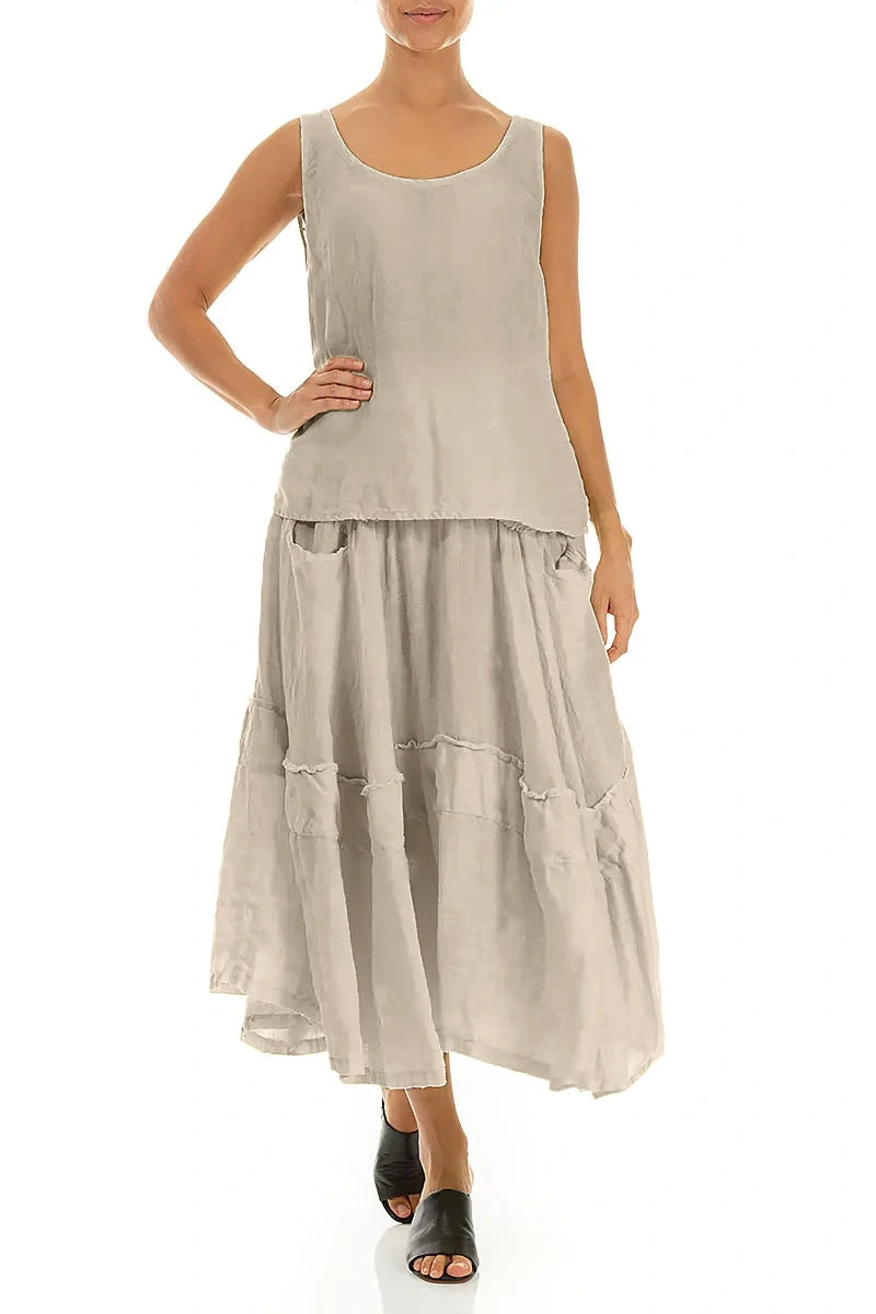 Ärmelloses Leinen-Top in Beige