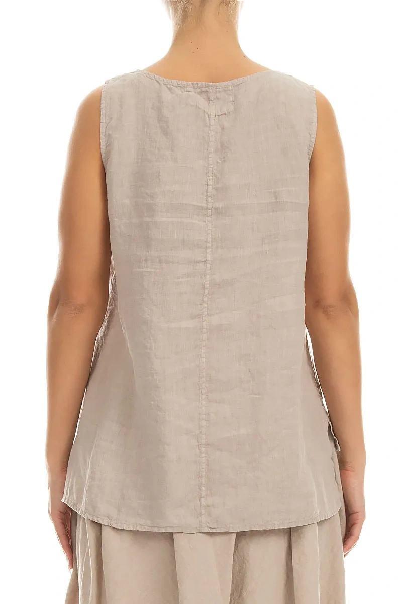 Haut en lin beige sans manches