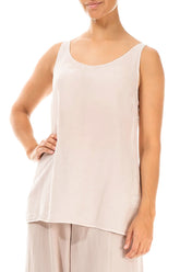 Sleeveless Beige Silk Cotton Top 3