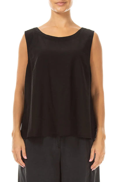 Sleeveless Black Silk Bamboo Top 1