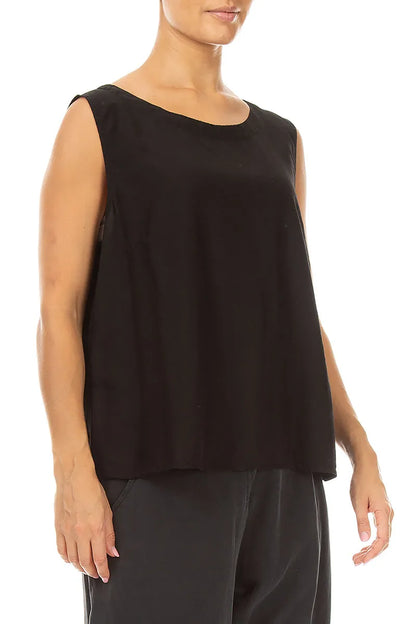 Sleeveless Black Silk Bamboo Top 3