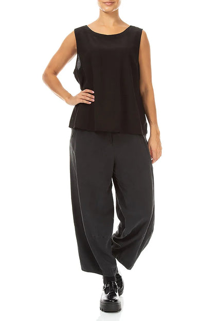 Sleeveless Black Silk Bamboo Top 4