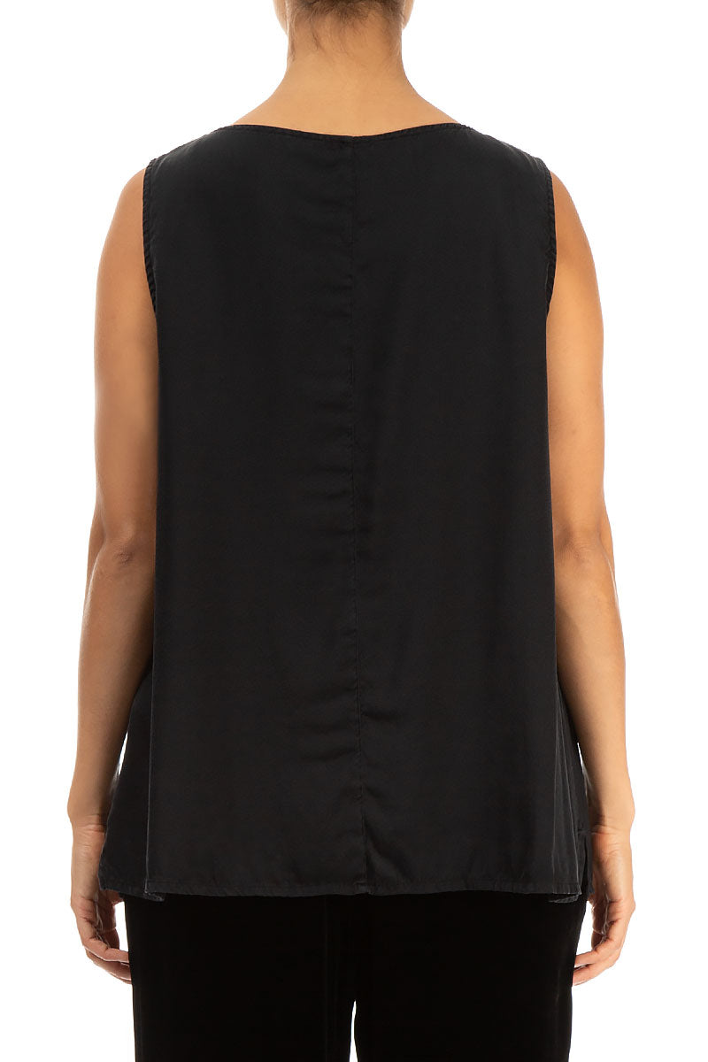 Sleeveless Black Silk Top 2