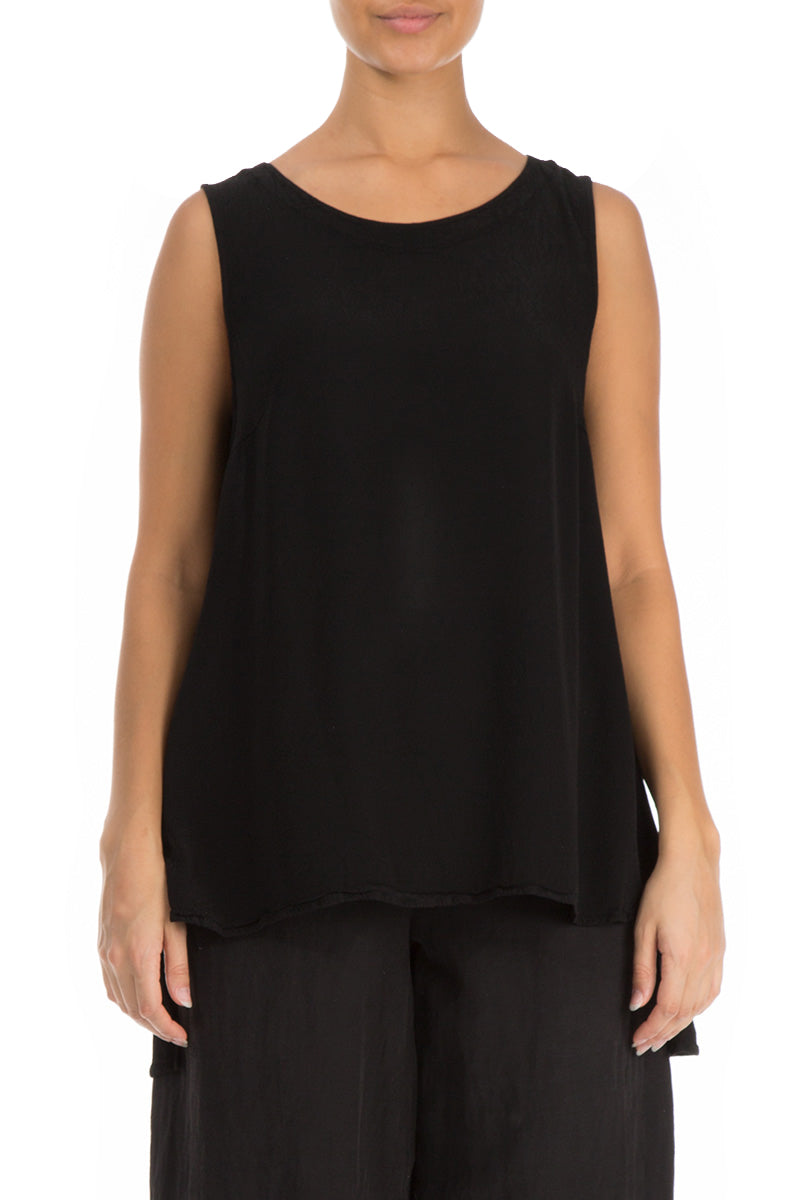 Sleeveless Black Viscose Top 1