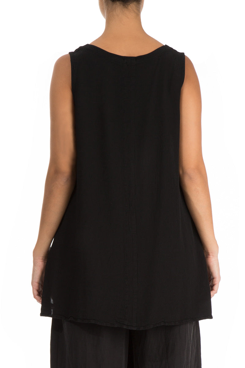 Sleeveless Black Viscose Top 2
