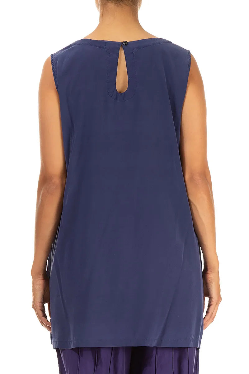 Sleeveless Blue Iris Silk Tunic 2