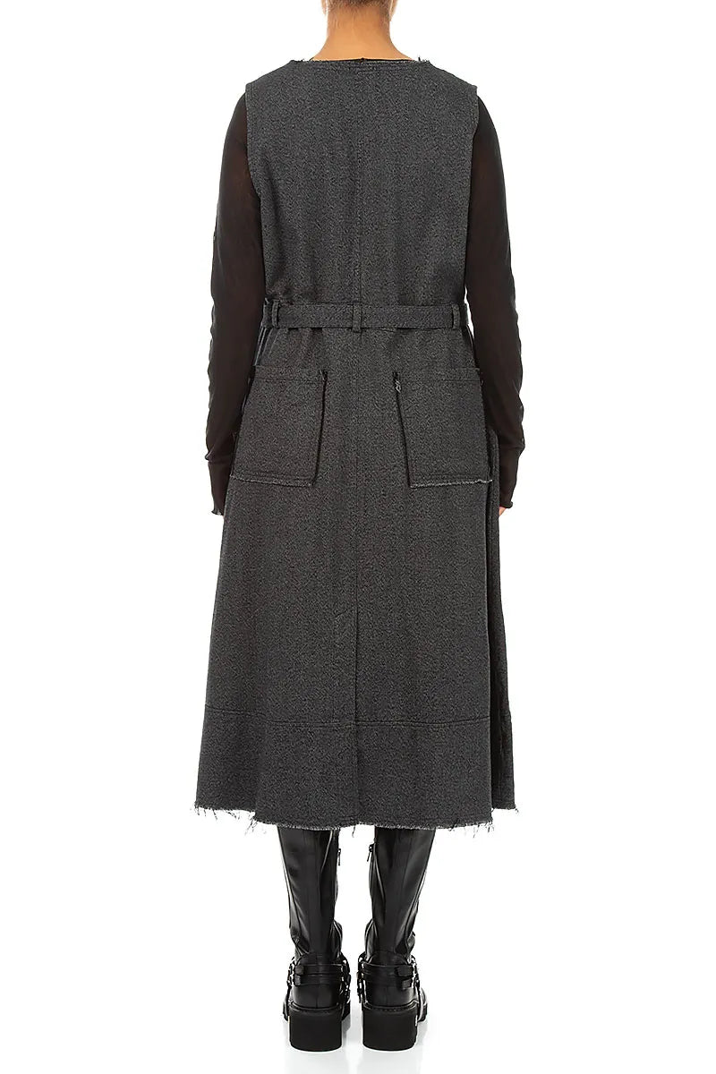 Sleeveless Charcoal Wool Dress 3