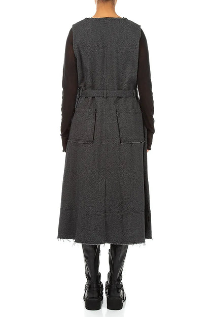 Sleeveless Charcoal Wool Dress 3