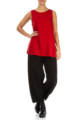 Sleeveless Cherry Red Silk Top 4