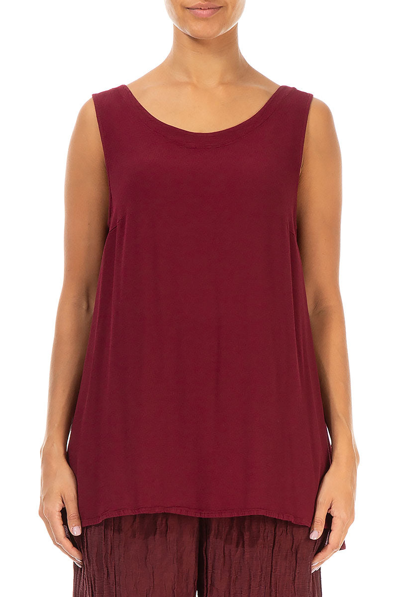 Sleeveless Claret Viscose Top 1