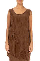 Sleeveless Crinkled Aged Copper Silk Linen Tunic 1
